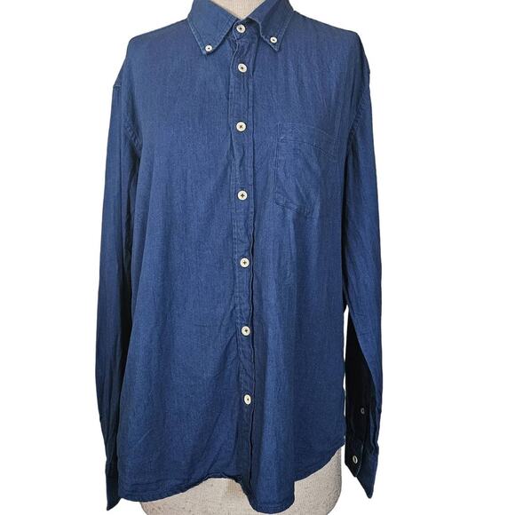 Brooklyn Taylors Blue Button Down Cotton Long Sleeve Top Size Small - Picture 1 of 5